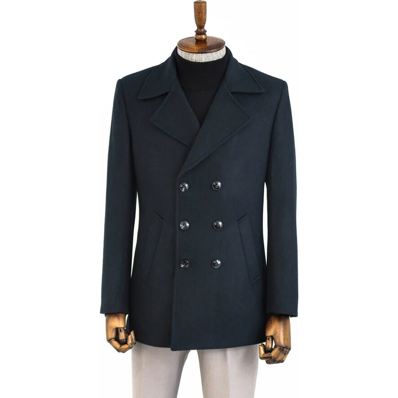 Wessi Double Breasted Wide Lapel Cachet Green Men Coat