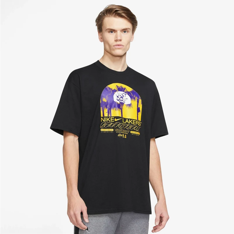 Nike Los Angeles Lakers Courtside Max 90 Erkek Siyah T-Shirt.DR6300.010