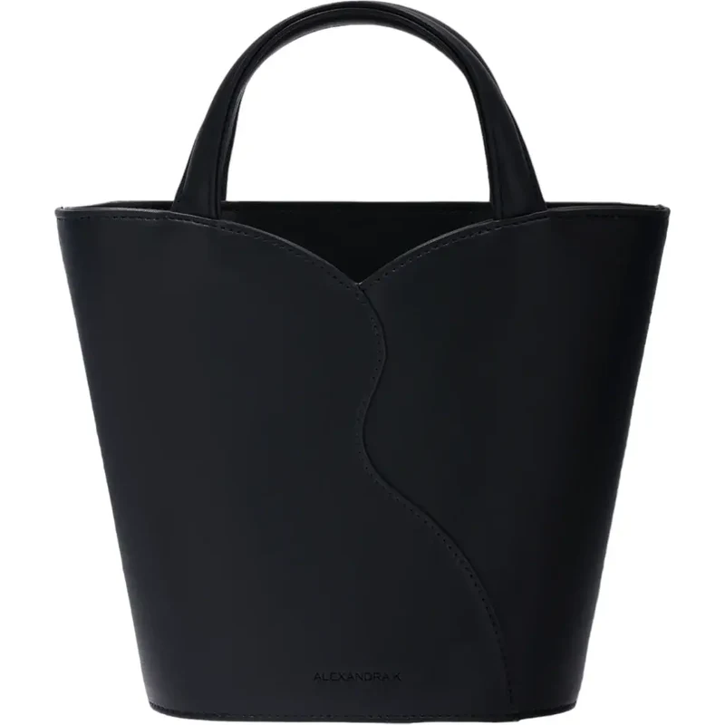Alexandra K Mini Vegan Tote Bag - Black Ink Corn Leather
