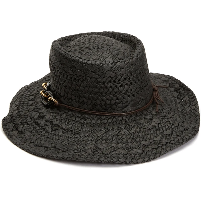 George Hogg Siyah Kadın Hasır Şapka