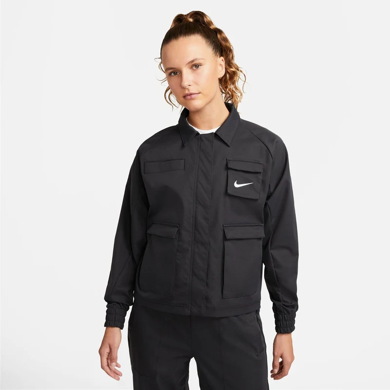 Nike Sportswear Swoosh Woven Kadın Siyah Ceket.FD1130.010