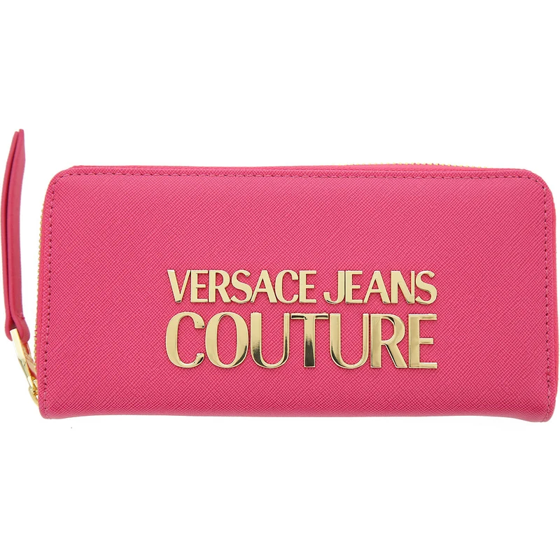 Versace Jeans Couture Kadınlar İçin Deri ve Kumaş Cüzdanlar Fuşya Polyester 2023