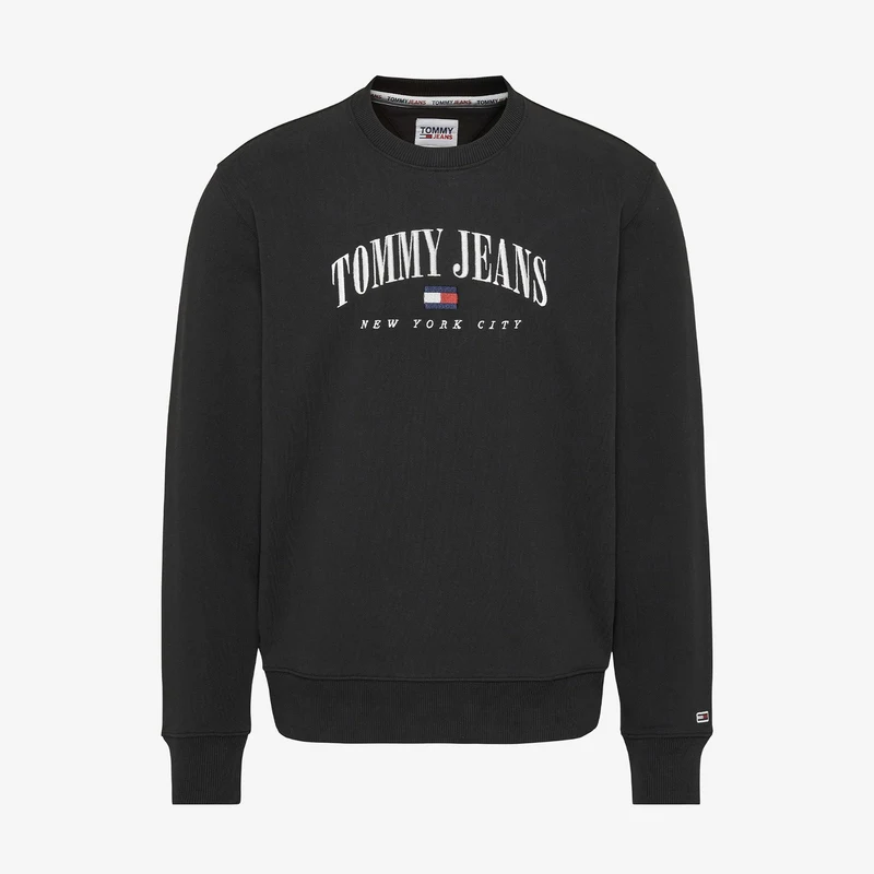 Tommy Jeans Regular Small Varsity Crew Erkek Siyah Sweatshirt.34-DM0DM15852.BDS