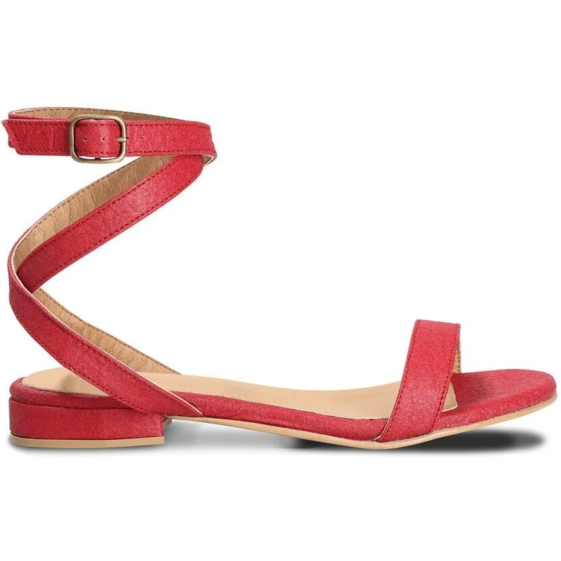 Nae Vegan Shoes Basil Red Vegan Sandals With Ankle Straps