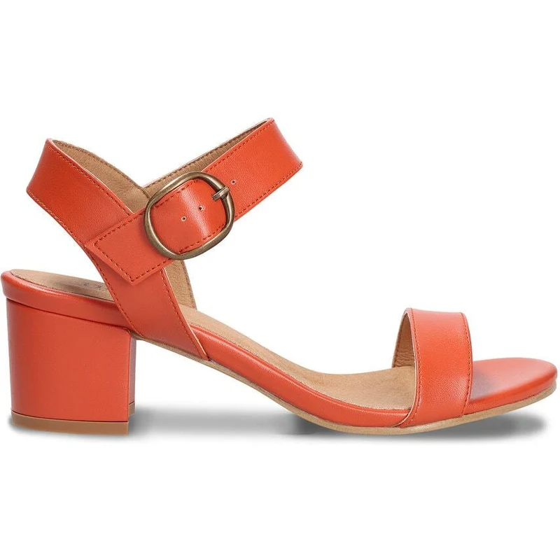 Nae Vegan Shoes Zinnia Orange Vegan Heeled Sandals With Straps