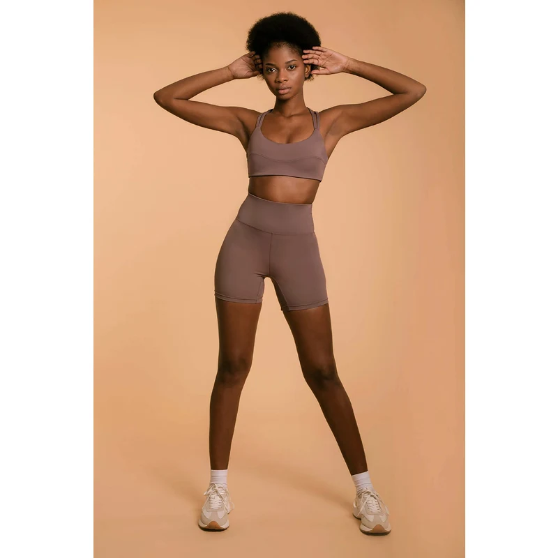 Osirisea High Waist Workout Shorts - Brown