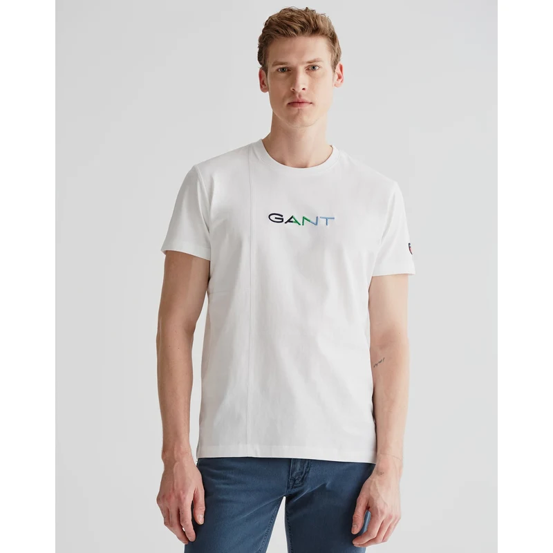 GANT Erkek Beyaz Regular Fit Bisiklet Yaka T-shirt.166-2323114T.110