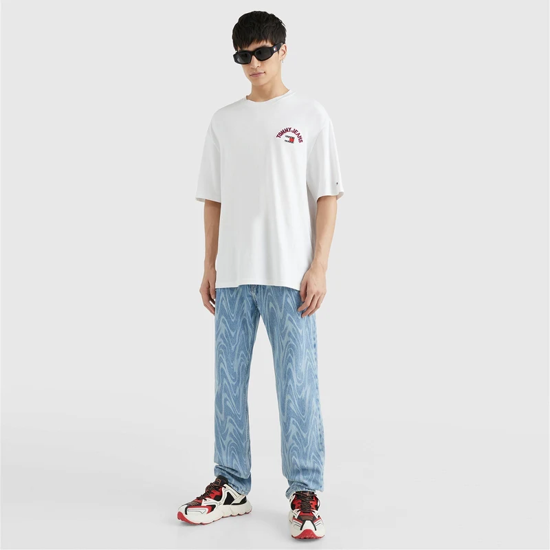 TOMMY HILFIGER Tommy Jeans Skate Modern 2 'li Erkek Beyaz T-shirt.DM0DM16397.YBR