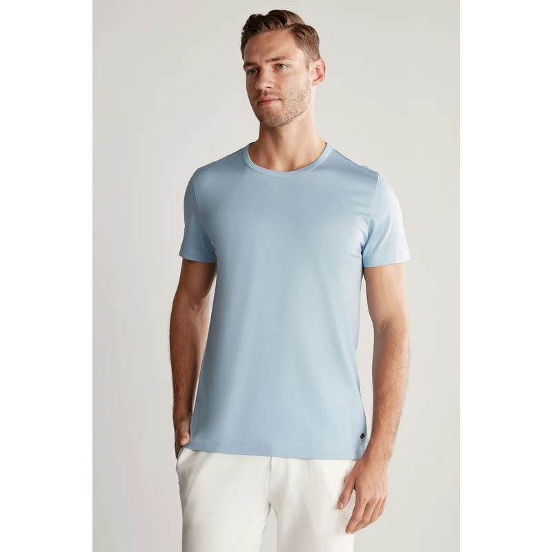 Hemington Açık Mavi Bisiklet Yaka Basic T-Shirt Hemington Açık Mavi Bisiklet Yaka Basic T-Shirt