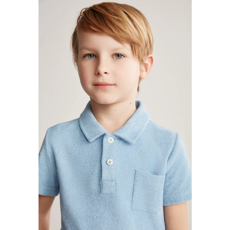Hemington Açık Mavi Havlu Kumaş Polo Yaka Çocuk T-Shirt