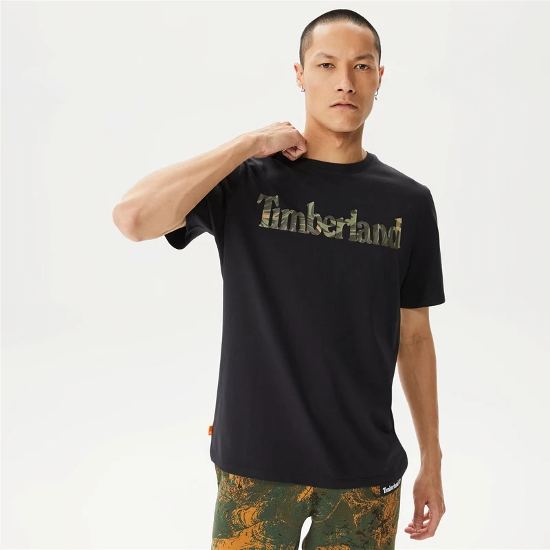 Timberland Linear Camo Erkek Siyah T-Shirt.34-TB0A68N10011.- RY9004