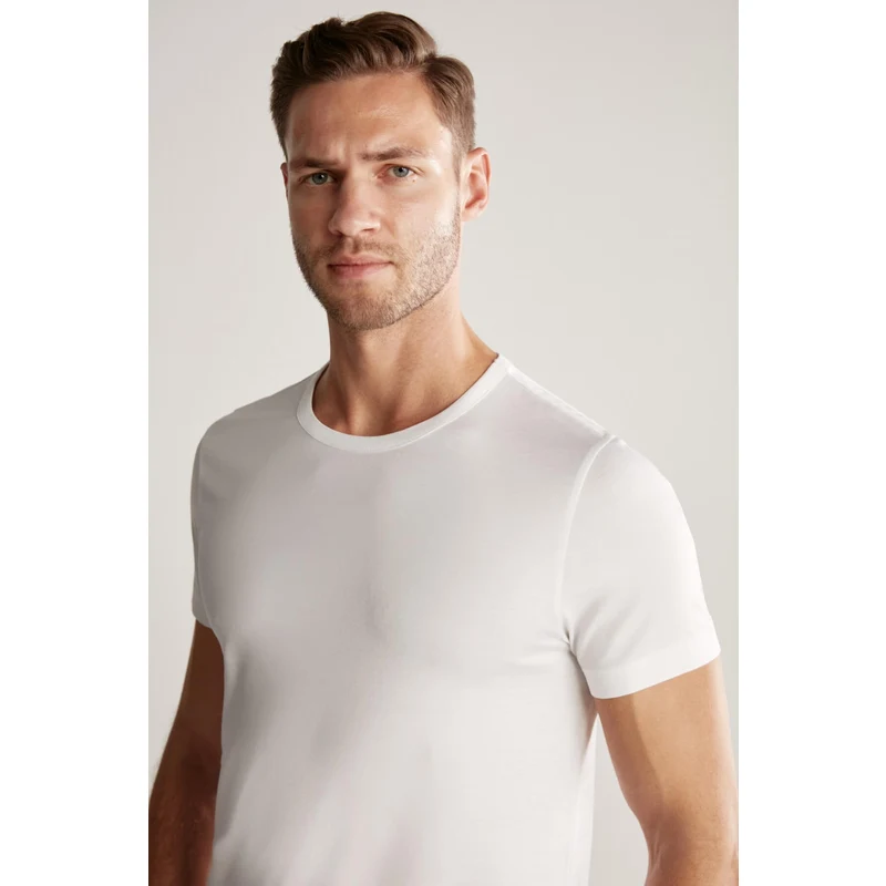Hemington Bisiklet Yaka Beyaz Basic T-Shirt