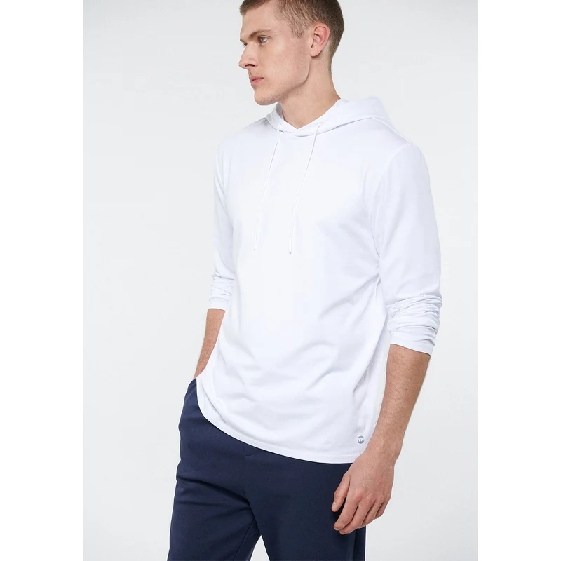 Mavi Kapüşonlu Beyaz Sweatshirt 0810006-620