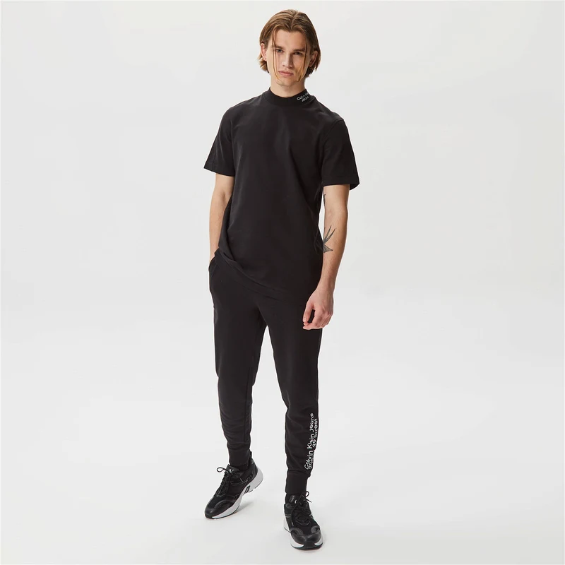 Calvin Klein Jeans Stacked Logo Lw Terry Erkek Siyah T-Shirt.34-J30J322622.BEH