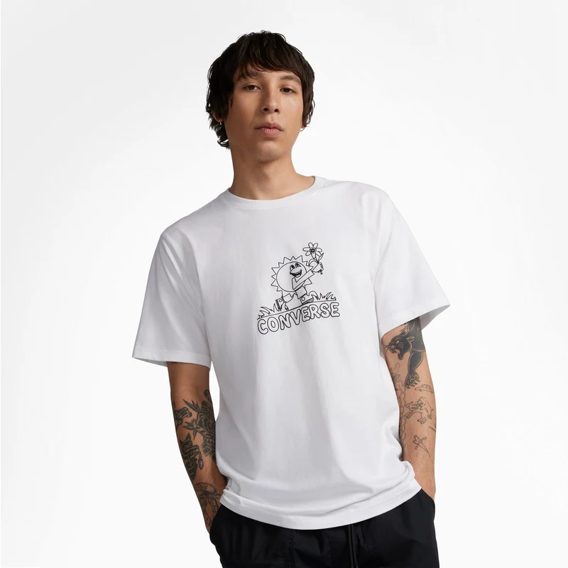 Converse Hand-Drawn Sun Erkek Beyaz T-Shirt.34-10024750.102
