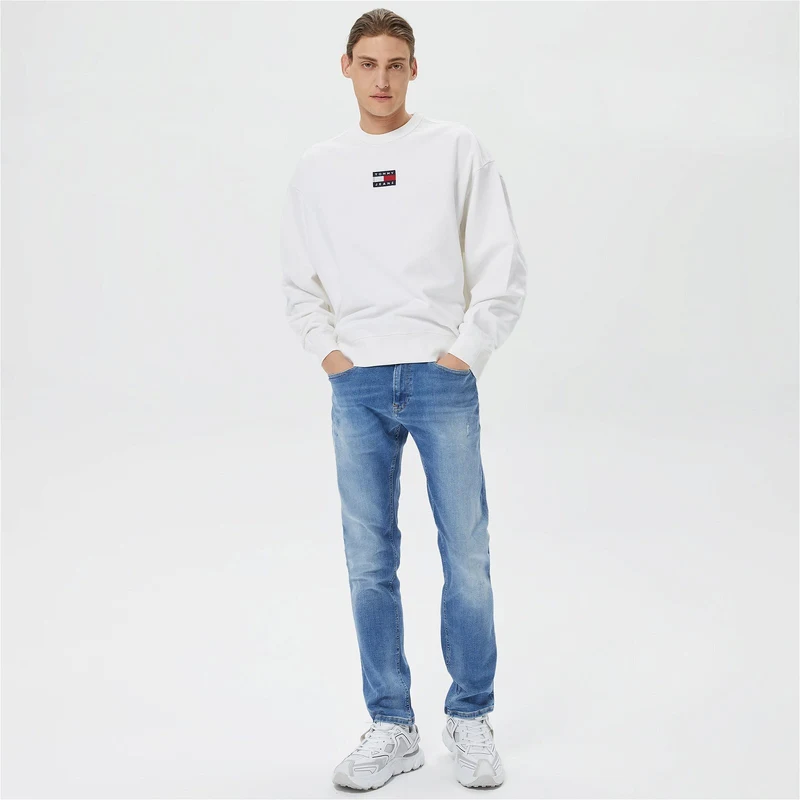 Tommy Jeans Comfort Archive Crew Erkek Beyaz Sweatshirt.34-DM0DM15712.YBR RY10683
