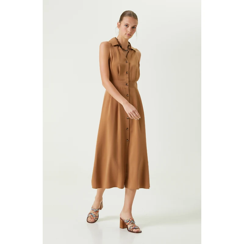 NetWork Midi Boy Camel Kolsuz Elbise NetWork Midi Boy Camel Kolsuz Elbise