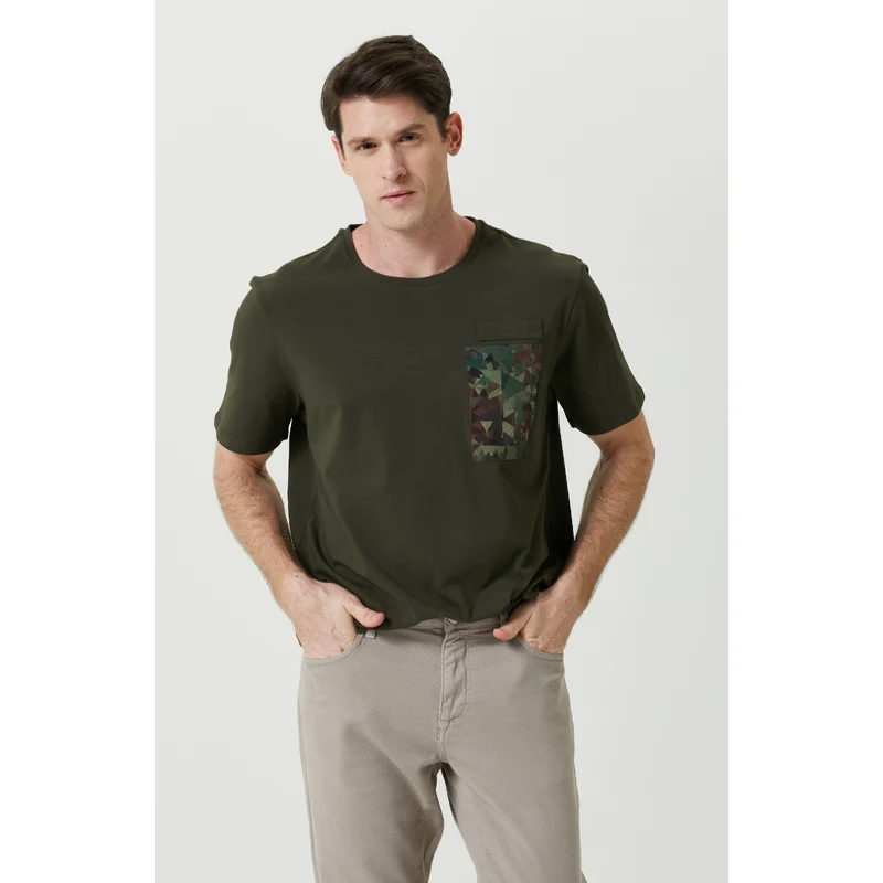 NetWork Haki Pamuk Kısa Kollu T-Shirt