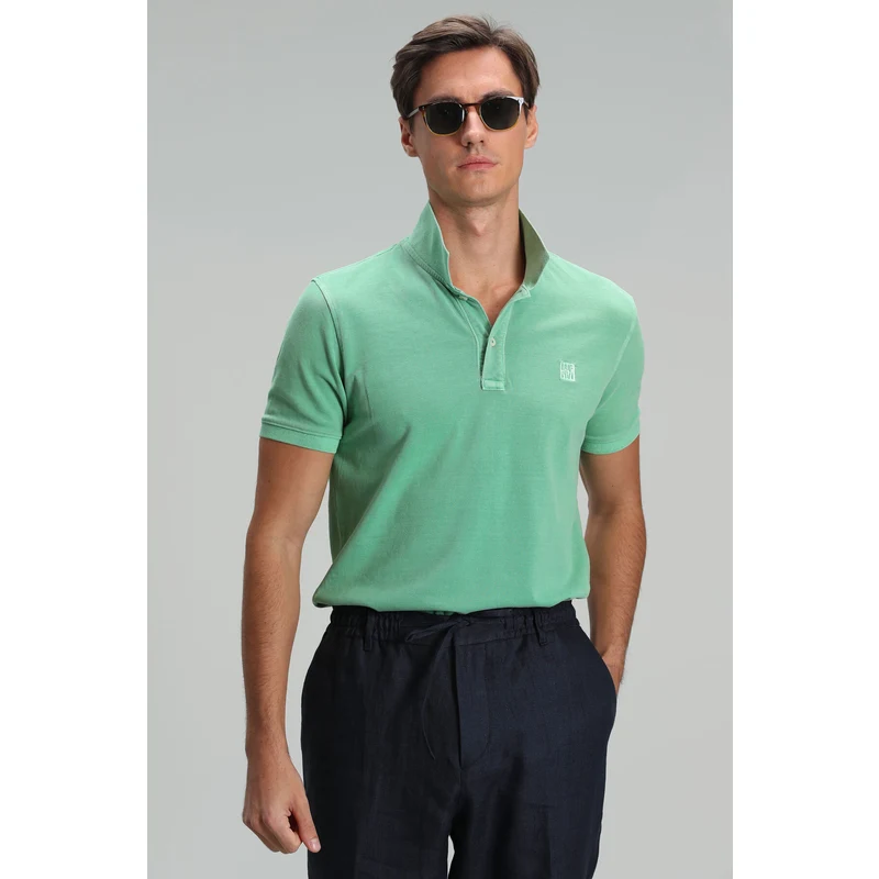 Lufian Vernon % 100 Pamuk Regular Fit Erkek Polo T Shirt 111040121 Yeşil