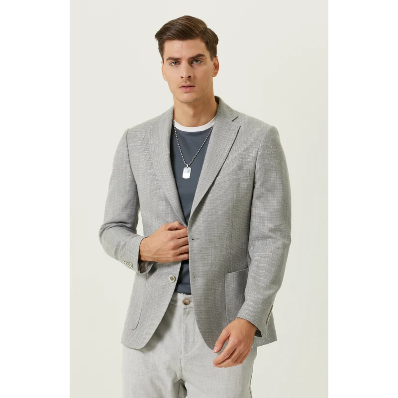 NetWork Gri Desenli Blazer Ceket