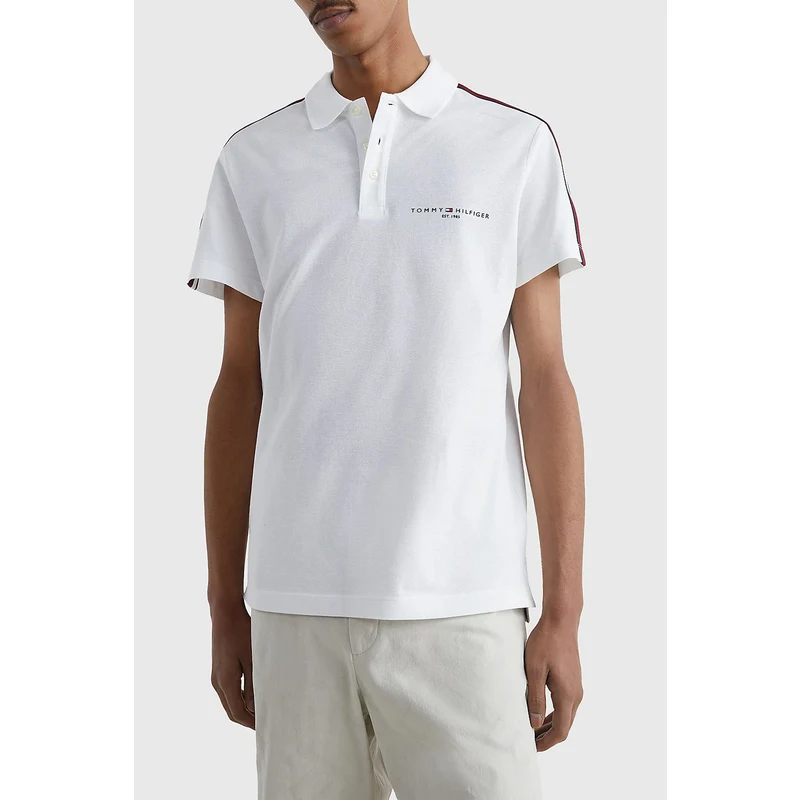 Tommy Hilfiger Logolu % 100 Pamuklu Regular Fit Erkek Polo T Shirt Mw0mw30772 Ybr Beyaz