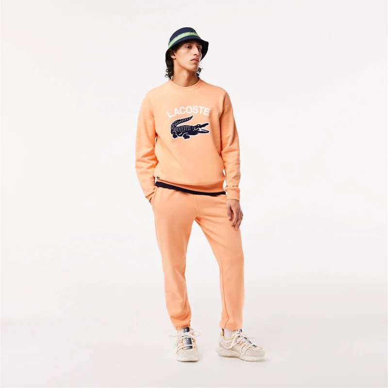 Lacoste Erkek Regular Fit Bisiklet Yaka Baskılı Turuncu Sweatshirt