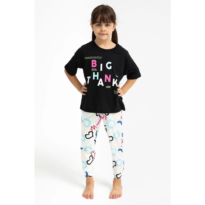 Roly Poly Siyah Kız Çocuk Pijama Takım