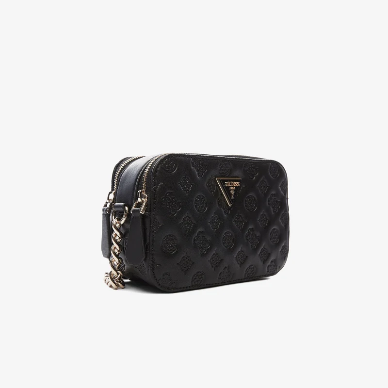 Guess Noelle Crossbody Cam Kadın Siyah Omuz Çantası OE8004