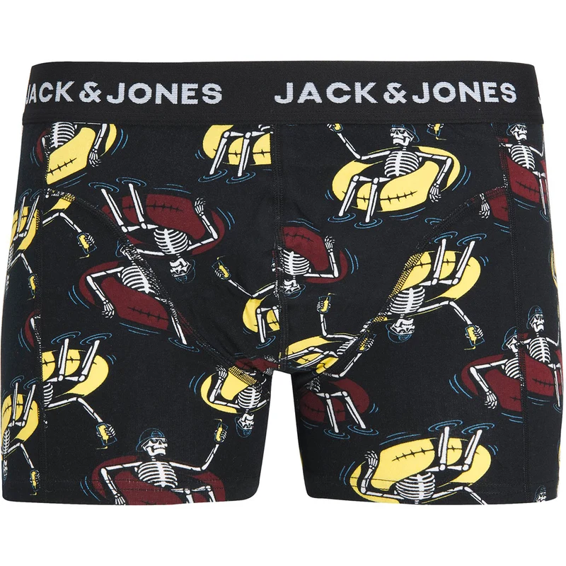 Jack & Jones Accessories Bath Desenli Pamuklu Esnek Erkek Boxer 12234765 Siyah-sarı