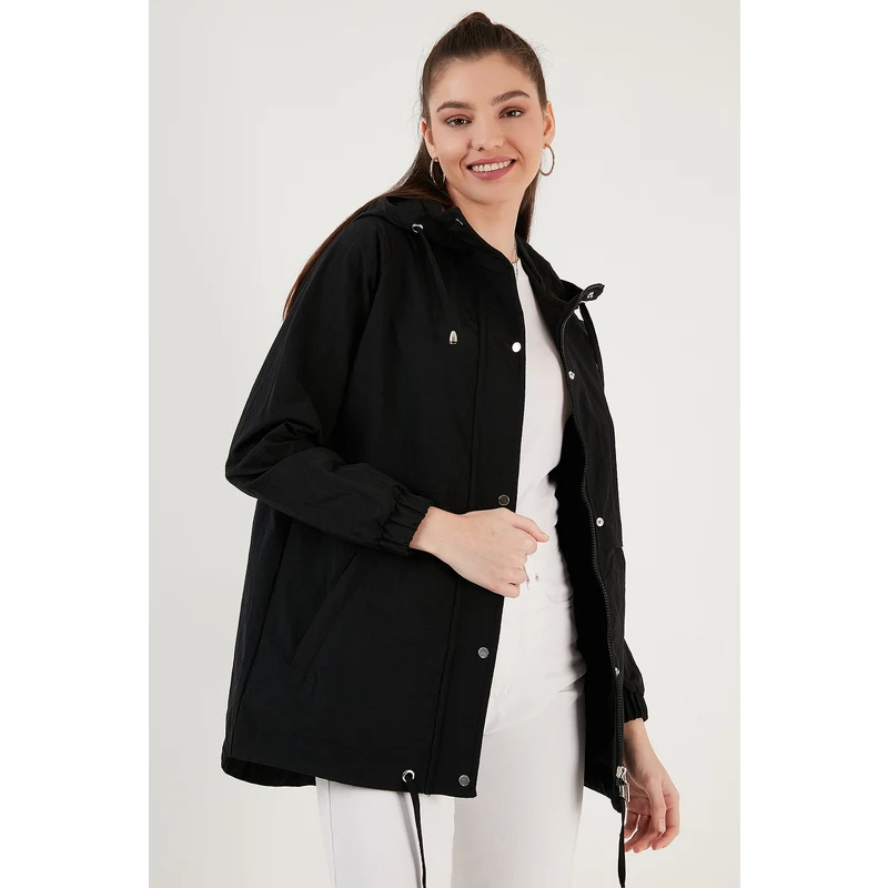 Lela Regular Fit Kapüşonlu İnce Mevsimlik Bayan Mont 497gılmore Siyah ZN9971