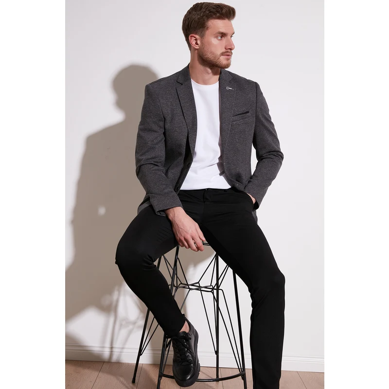 Buratti Slim Fit 6 Drop Çift Yırtmaçlı Blazer Erkek Ceket Savue Siyah