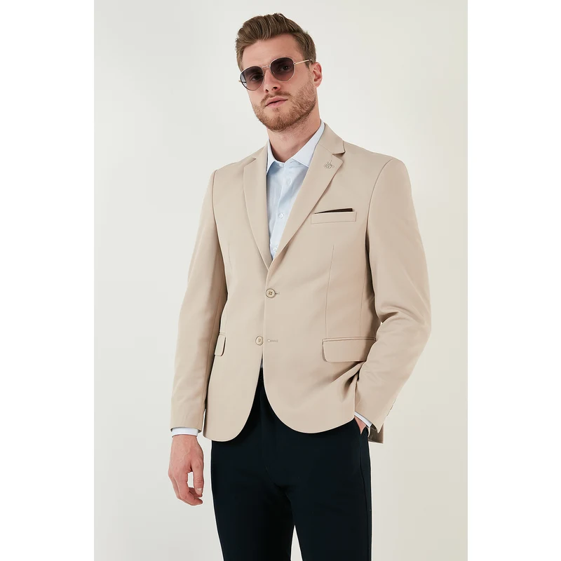 Buratti Slim Fit 6 Drop Çift Yırtmaçlı Blazer Erkek Ceket Baselna Taş