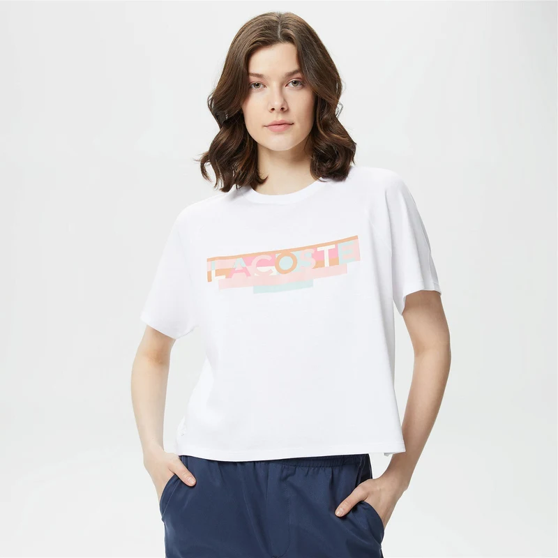 Lacoste Loose Fit Kadın Beyaz T-Shirt.TF0306.06B