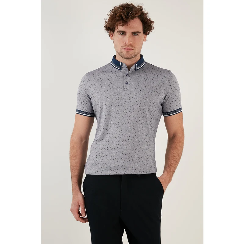 Buratti Pamuk Karışımlı Desenli Slim Fit Polo Erkek T Shirt 646b3200 Lacivert