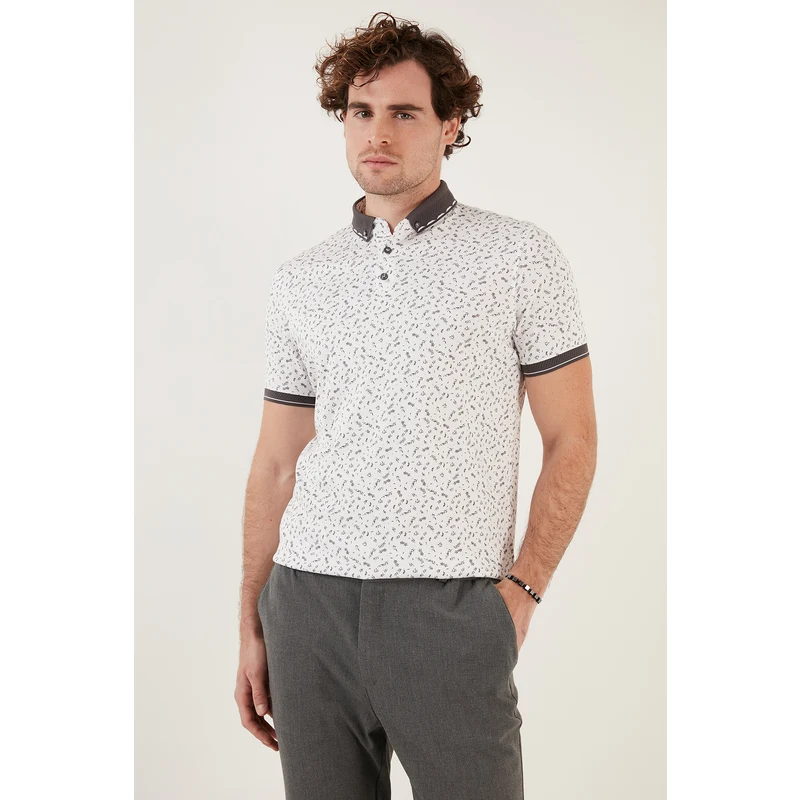 Buratti Pamuk Karışımlı Desenli Slim Fit Polo Erkek T Shirt 646b3270 Beyaz