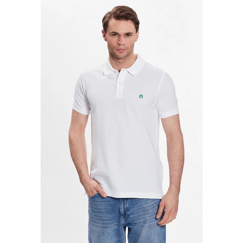 United Colors Of Benetton Logolu % 100 Pamuk Erkek Polo T Shirt 3089j3179 Beyaz