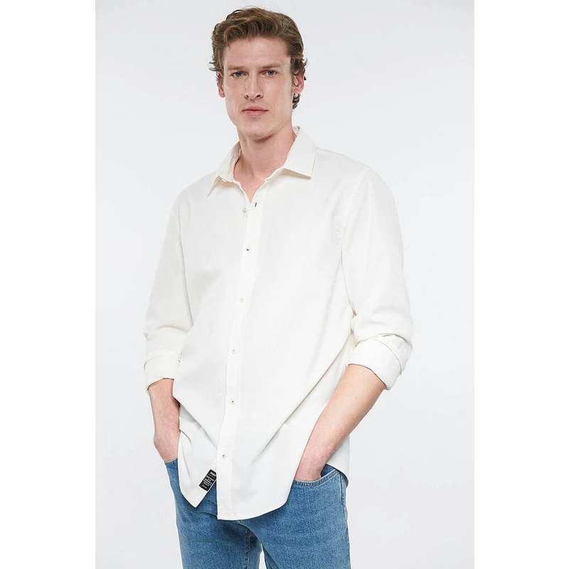 Mavi % 100 Pamuk Slim Fit Uzun Kollu Erkek Gömlek 0210635-70057 Kırık Beyaz