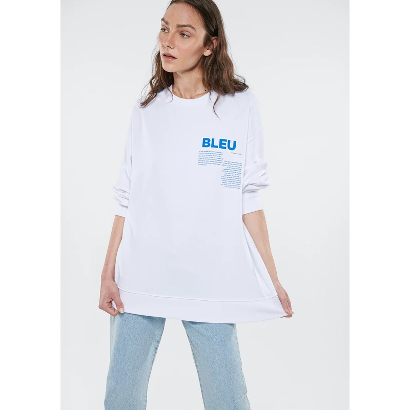 Mavi Baskılı Beyaz Sweatshirt 1611921-620