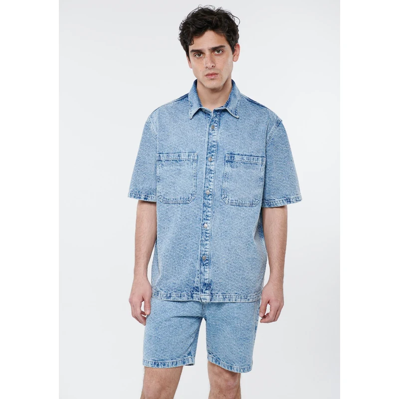 Mavi Oslo Maviterranean Jakarlı Jean Gömlek Oversize / Geniş Kesim 0210289-85228 UV10087