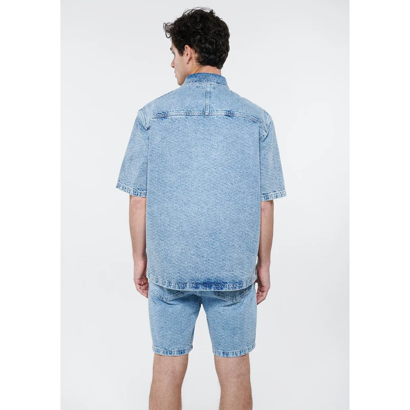 Mavi Oslo Maviterranean Jakarlı Jean Gömlek Oversize / Geniş Kesim 0210289-85228 UV10087