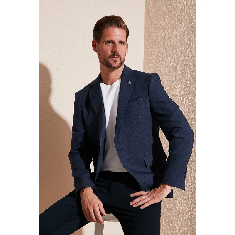 Buratti Slim Fit 6 Drop Tek Yırtmaçlı Blazer Erkek Ceket Nipoye Koyu Lacivert Buratti Slim Fit 6 Drop Tek Yırtmaçlı Blazer Erkek Ceket Nipoye Koyu Lacivert