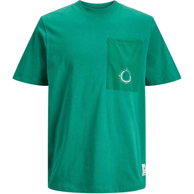 Jack & Jones Core Pamuklu Relaxed Fit Tek Cepli Sıfır Yaka Erkek T Shirt 12235293 Yeşil
