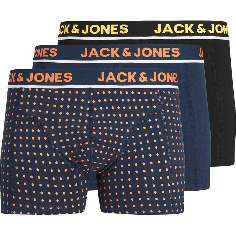 Jack & Jones Accessories Jwhdots Pamuklu Esnek 3 Pack Erkek Boxer 12230105 Lacivert-lacivert-siyah