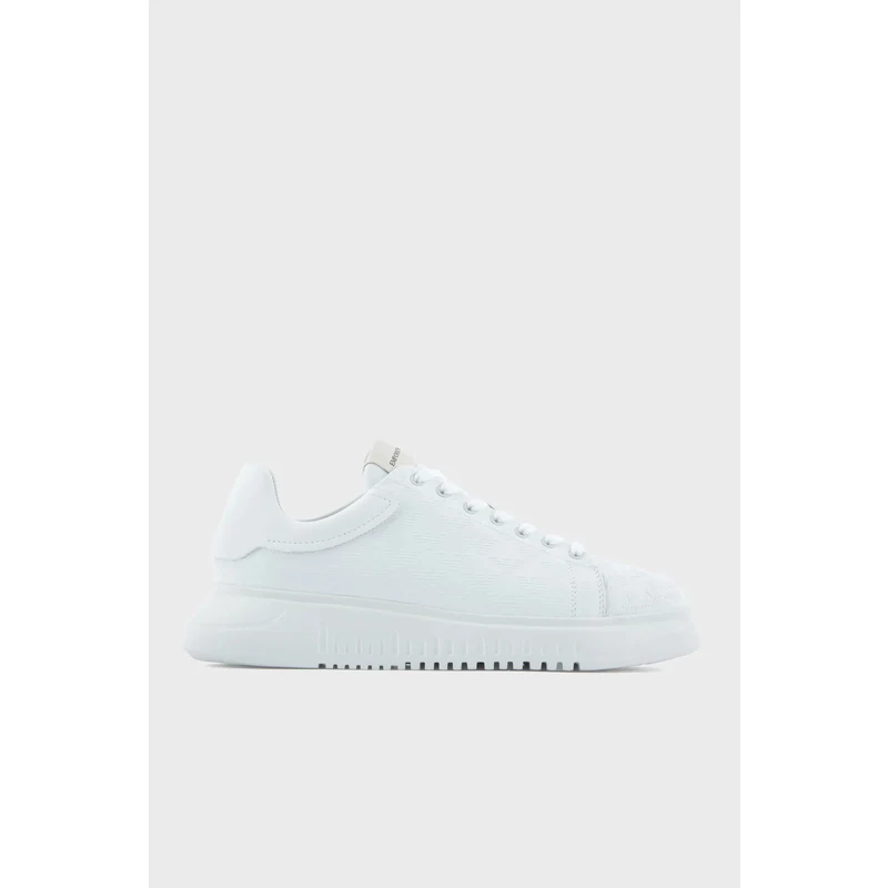 Emporio Armani Logolu Hakiki Deri Sneaker Erkek Ayakkabı X4x264 Xn187 A222 Beyaz