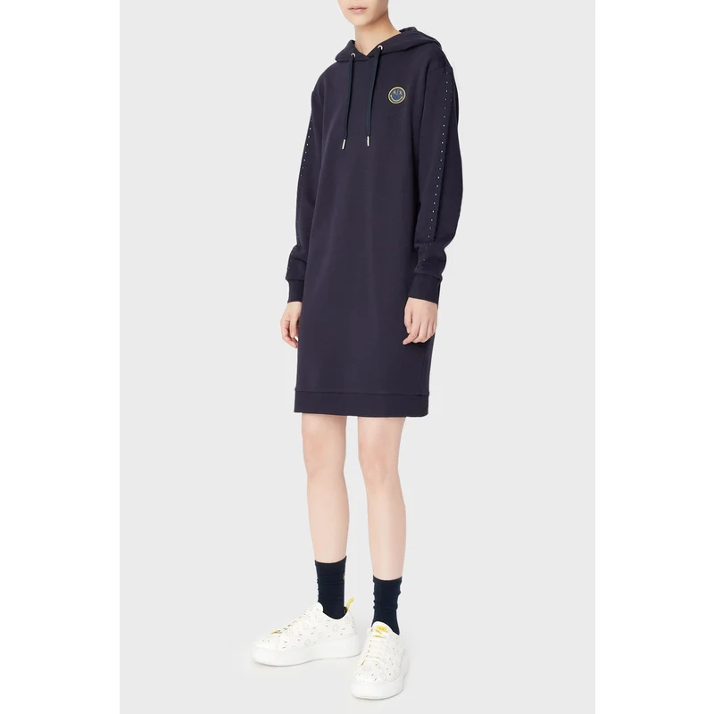 Armani Exchange Organik Pamuklu Kapüşonlu Sweatshirt Bayan Elbise 6lya73 Yj6pz 1593 Lacivert