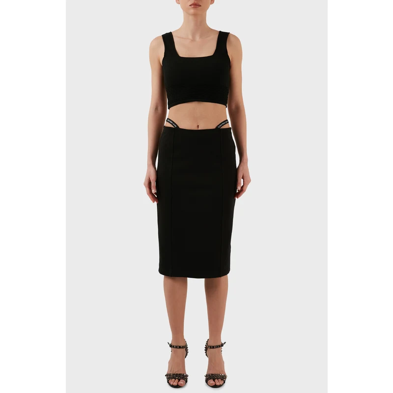Calvin Klein Logo Bantlı Dar Kesim Midi Boy J20j220465beh Bayan Etek J20j220465 Beh Siyah