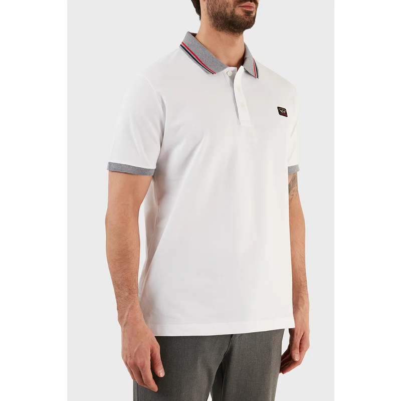 Paul &amp; Shark % 100 Organik Pamuk Regular Fit Düğmeli Erkek Polo T Shirt 12311744 010 Beyaz TZ10637