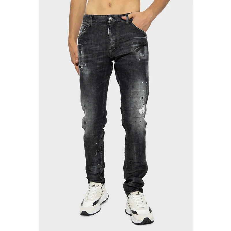 Dsquared2 Streç Pamuklu Regular Fit Dar Paça Cool Guy Jeans Erkek Kot Pantolon S74lb1203 S30357 900 Siyah