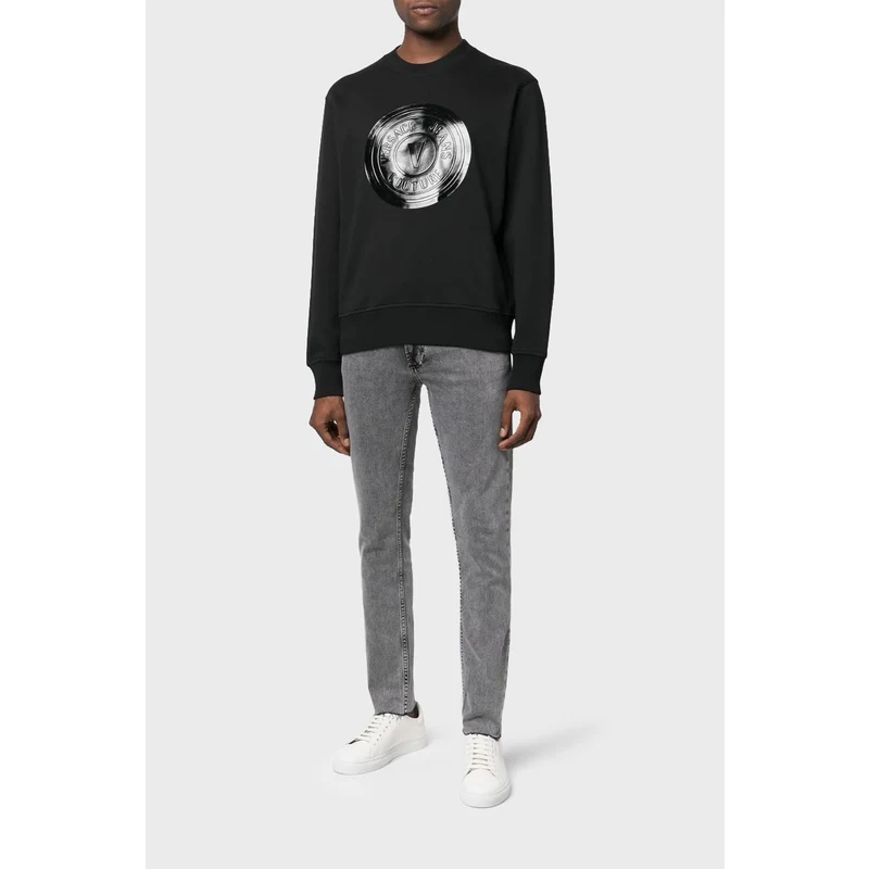 Versace Jeans Couture Versace % 100 Pamuk Regular Fit Bisiklet Yaka Erkek Sweat 73gaıp03 Cf01p 899 Siyah
