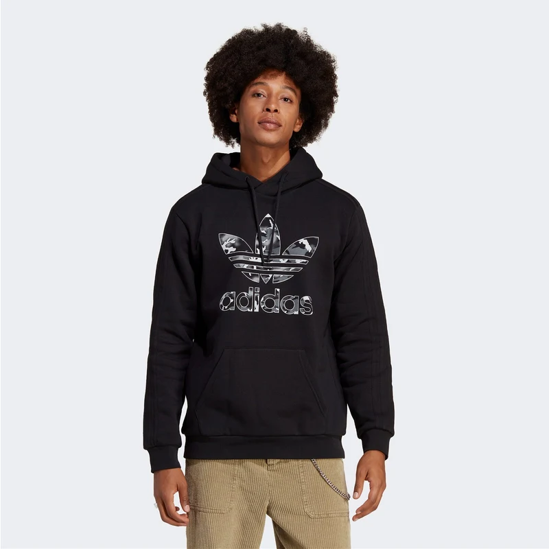 Adidas Graphic Camo Infill Hoodie Erkek Siyah Sweatshirt